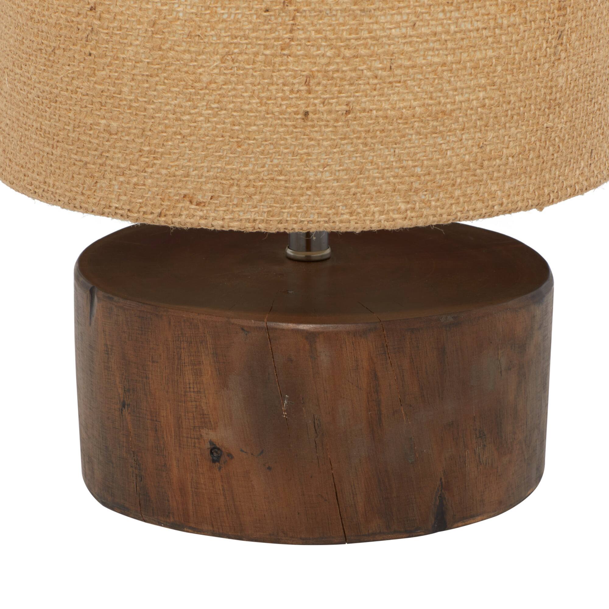 Brown Wood Rustic Table Lamp, 14" x 10" x 10"